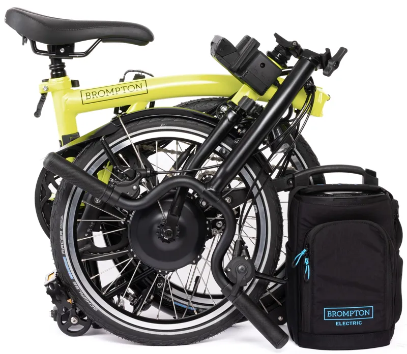 Brompton Electric C Line Urban High Bar 4 Speed Folding Bike 2024 in Yuzu Lime-1